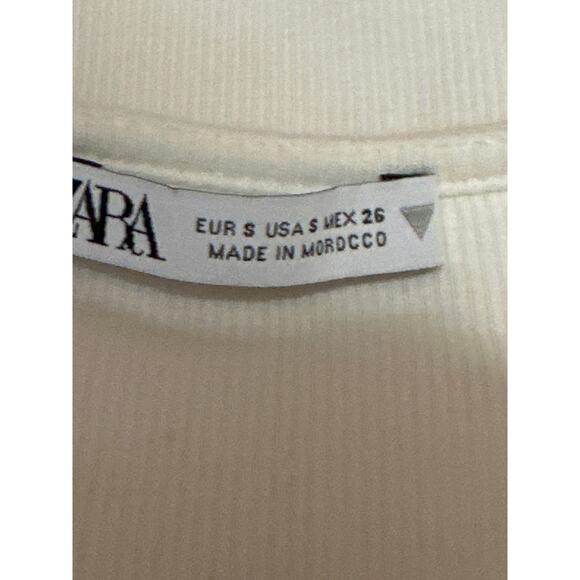 Zara White Ribbed Knit Sleeveless Corset Bustier Cami Tank Crop Top Size S - Picture 3 of 3